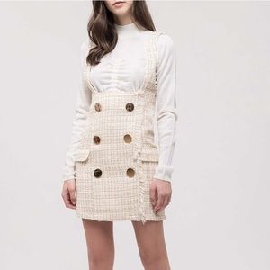 J.O.A. Ivory Tweed Mini Overall Dress
